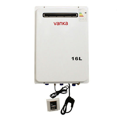 Grote buitenwaterverwarmer met gas van 16 liter, wandgebouwde, externe tankloze waterverwarmer van 220 V